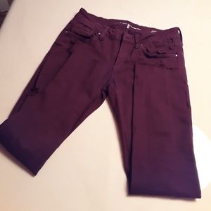 Distressed burgundy jeans special a skinny